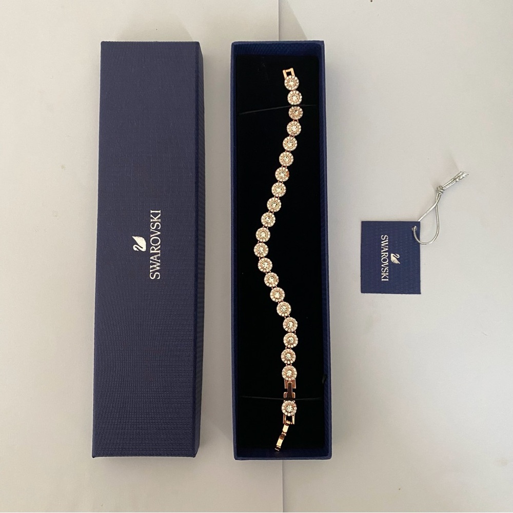 $269 Swarovski Rose Gold Crystal Pave Circle Link Bracelet 01